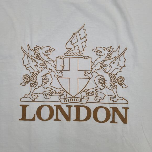Vintage London Dragon Crest T-Shirt Men's Large Short Boxy Fit 80s - Picture 3 of 11
